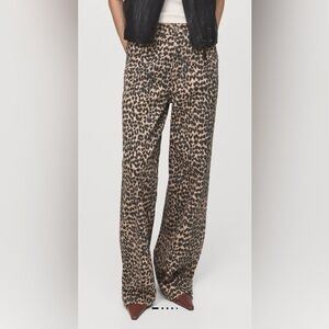 Mango Animal Print Wide-Leg Pants